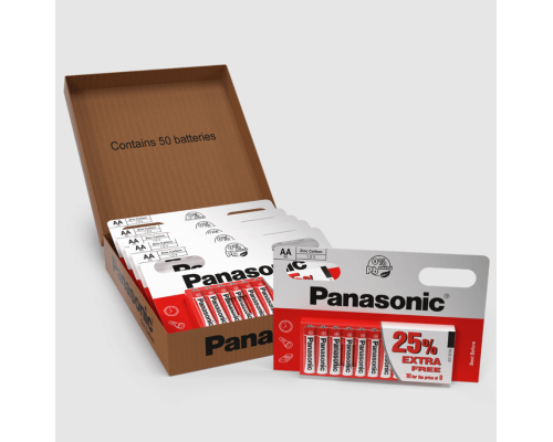 Цинкові батарейки Panasonic AA LR6 LR6 | 50 штук в комплекті Цинкові батарейки Panasonic AA LR6 LR6 | 50 штук в комплекті