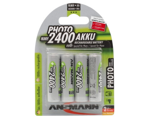 Акумуляторні батарейки Ansmann Photo AA HR6 2400мАг | 4 штуки в комплекті Акумуляторні батарейки Ansmann Photo AA HR6 2400мАг | 4 штуки в комплекті