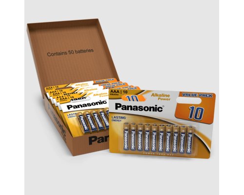 Лужні (бронзові) батарейки Panasonic AAA LR03 | 50 штук в комплекті Лужні (бронзові) батарейки Panasonic AAA LR03 | 50 штук в комплекті
