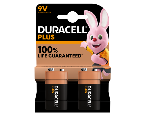 Батарейки Duracell Plus 9V PP3 6LR61 | 2 штуки в комплекті 