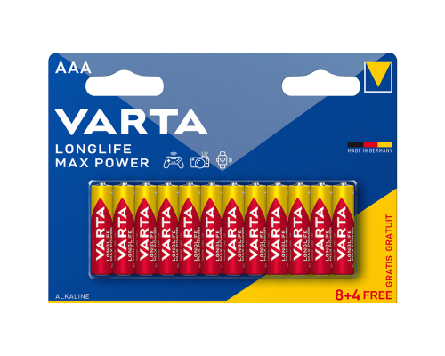 Лужні батарейки Varta Longlife Max Power AAA LR03 | 12 штук в комплекті