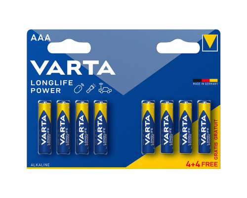 Лужні батарейки Varta Longlife Power AAA LR03 | 8 штук в комплекті Лужні батарейки Varta Longlife Power AAA LR03 | 8 штук в комплекті