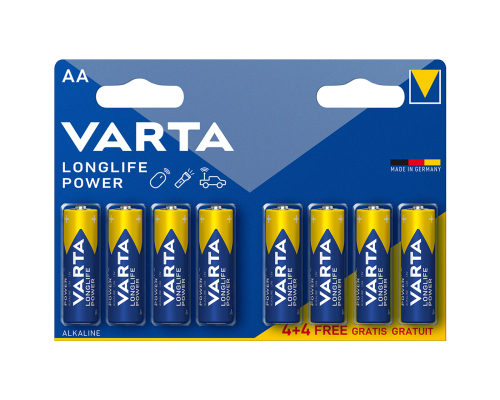 Лужні батарейки Varta Longlife Power AA LR6 | 8 штук в комплекті Лужні батарейки Varta Longlife Power AA LR6 | 8 штук в комплекті