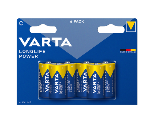 Лужні батарейки Varta Longlife Power C LR14 | 6 штук в комплекті Лужні батарейки Varta Longlife Power C LR14 | 6 штук в комплекті