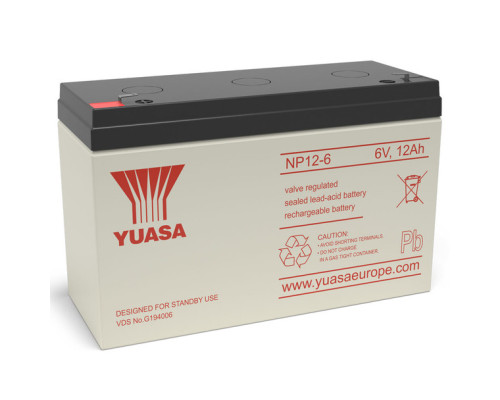 Герметична свинцево-кислотна акумуляторна батарея Yuasa NP12-6 VRLA | 1 штука в комплекті Герметична свинцево-кислотна акумуляторна батарея Yuasa NP12-6 VRLA | 1 штука в комплекті