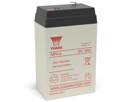 Герметична свинцево-кислотна акумуляторна батарея Yuasa NP4-6 VRLA | 1 штука в комплекті Герметична свинцево-кислотна акумуляторна батарея Yuasa NP4-6 VRLA | 1 штука в комплекті